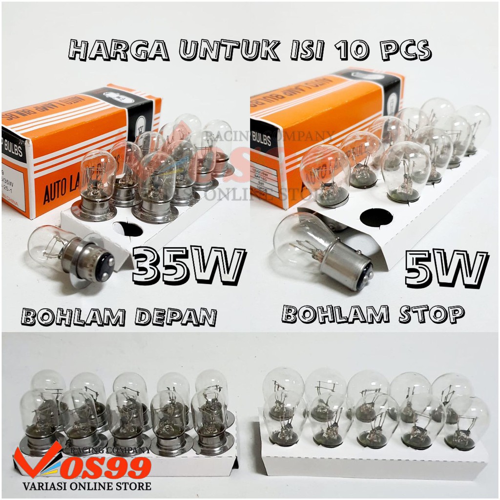 LAMPU MOTOR STANDAR BOHLAM STOP &amp; BOHLAM DEPAN BISA UNTUK SEMUA MOTOR 12V