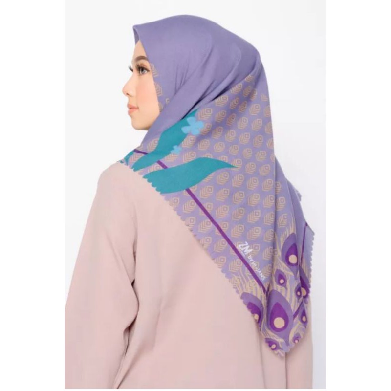 ZM Zaskia Mecca Burung Merak Scraf Hijab Segiempat- Dusty Purple