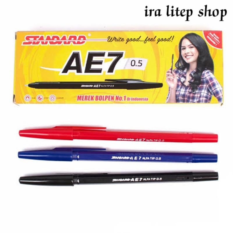 

bolpen standard AE 7 (black)(blue)(red)