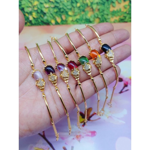 gelang xuping batu giok kristal lapis emas 24karat
