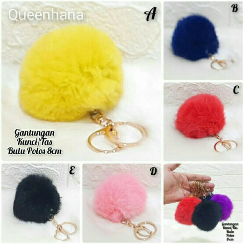 Gantungan Kunci Bulu Gantungan Tas Bulu Pompom