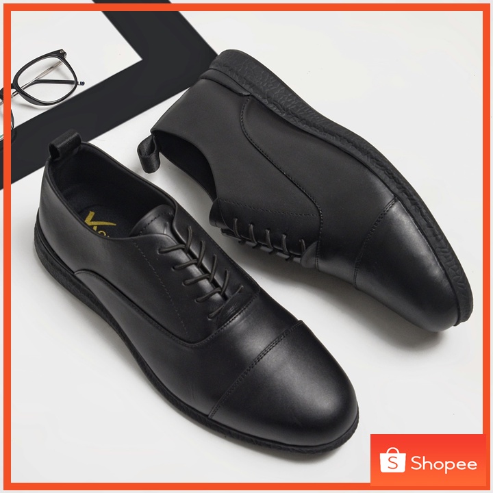 OXFORD 3.0 BLACK (Kulit Asli) - Sepatu Formal Pria Pantofel Pria Kulit Asli Casual Kerja Kantor Kuliah Pantopel Hitam Tali Kasual Original