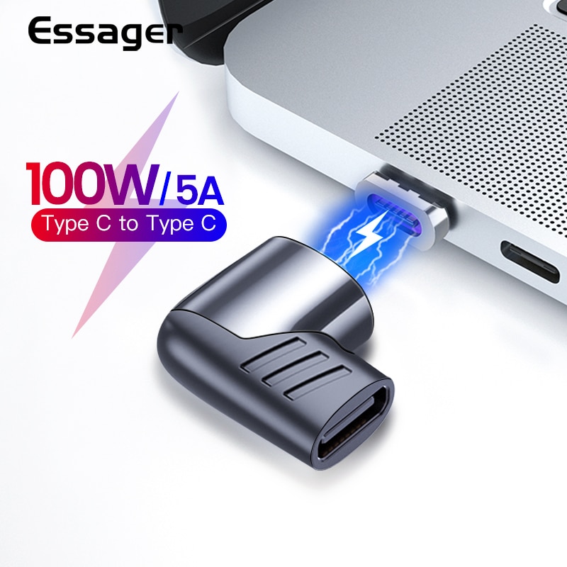 

Essager 100W USB Type C Magnetic Adapter Type-C Male To USB C Female Magnet Connector For Mackbook Pro Huawei USB-C Converter