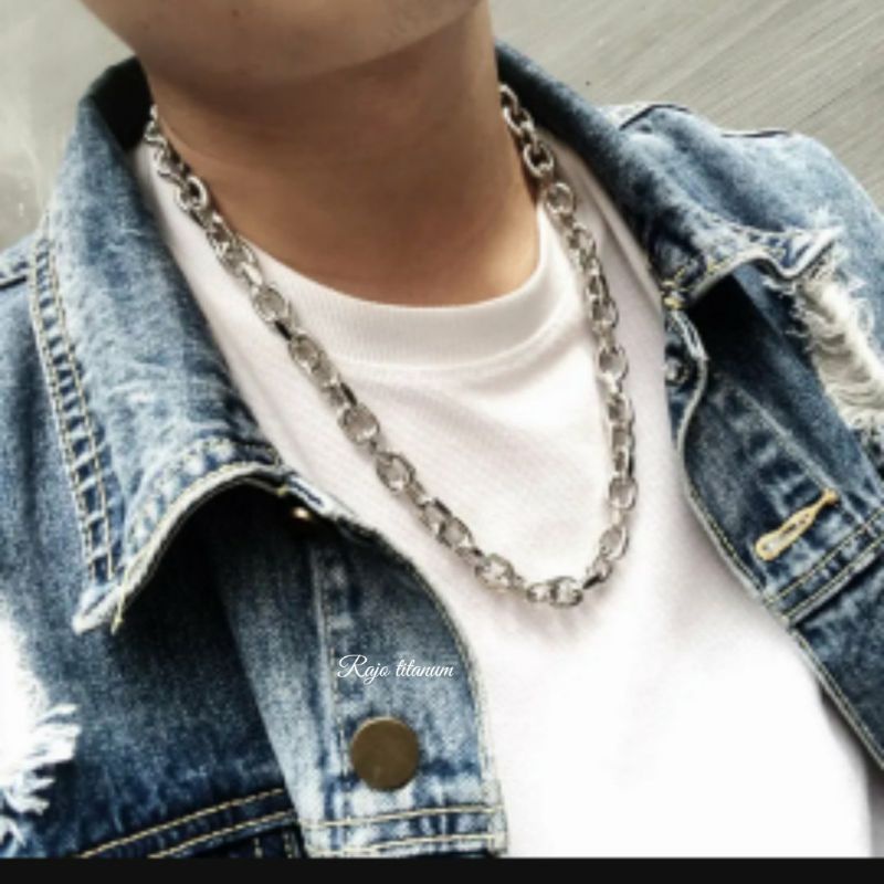 KALUNG TITANIUM PRIA WANITA MODEL PUNK RANTAI KAPAL PRIA KARAT TERBARU BERGARANSI