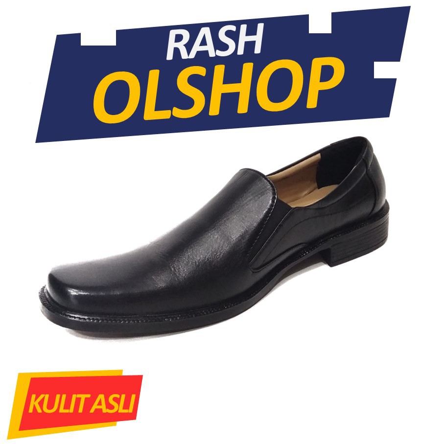 Original Kulit Asli Sepatu Fornal Pria Model Slip On Polos