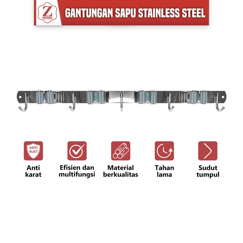 Gantungan Alat Pel Rak Gantung Stainless Steel Gantungan Serbaguna-Rak Sapu Gantungan-Rak Gantungan Stenlis Gantungan Alat Pel Rak Gantung Stainless Steel Gantungan Serbaguna-Rak Sapu Gantungan-Rak Gantungan Stenlis