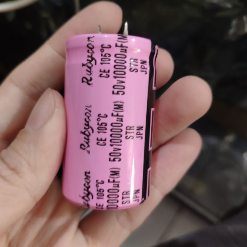 ELCO RUBYCON 10000UF 50V BLACK PINK . CAPASITOR ELKO RUBYCON 10000 UF 50 V