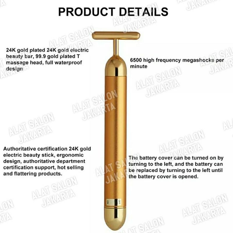 24K Gold Beauty Bar Setrika wajah Alat Pijat Wajah Profesional Massager Stick