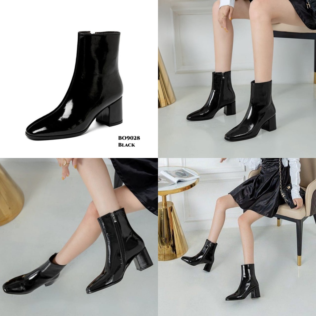 ✅PINKEY P042 SEPATU GLOSSY HEELS BOOTS WANITA KOREA