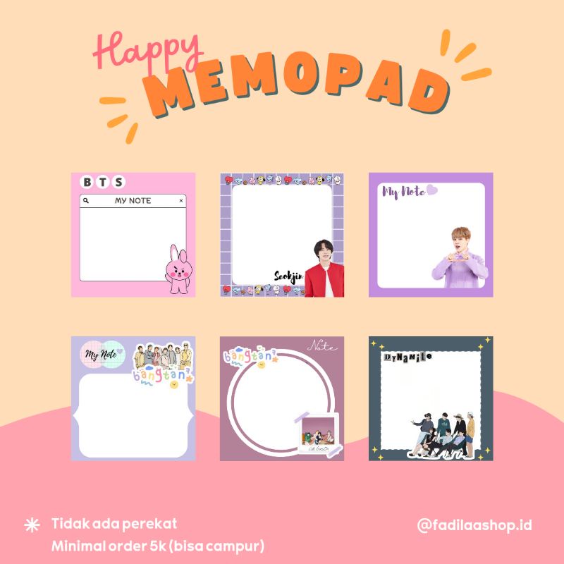 

Memopad BTS | Memosheet ARMY | Memopad KPOP 75gsm