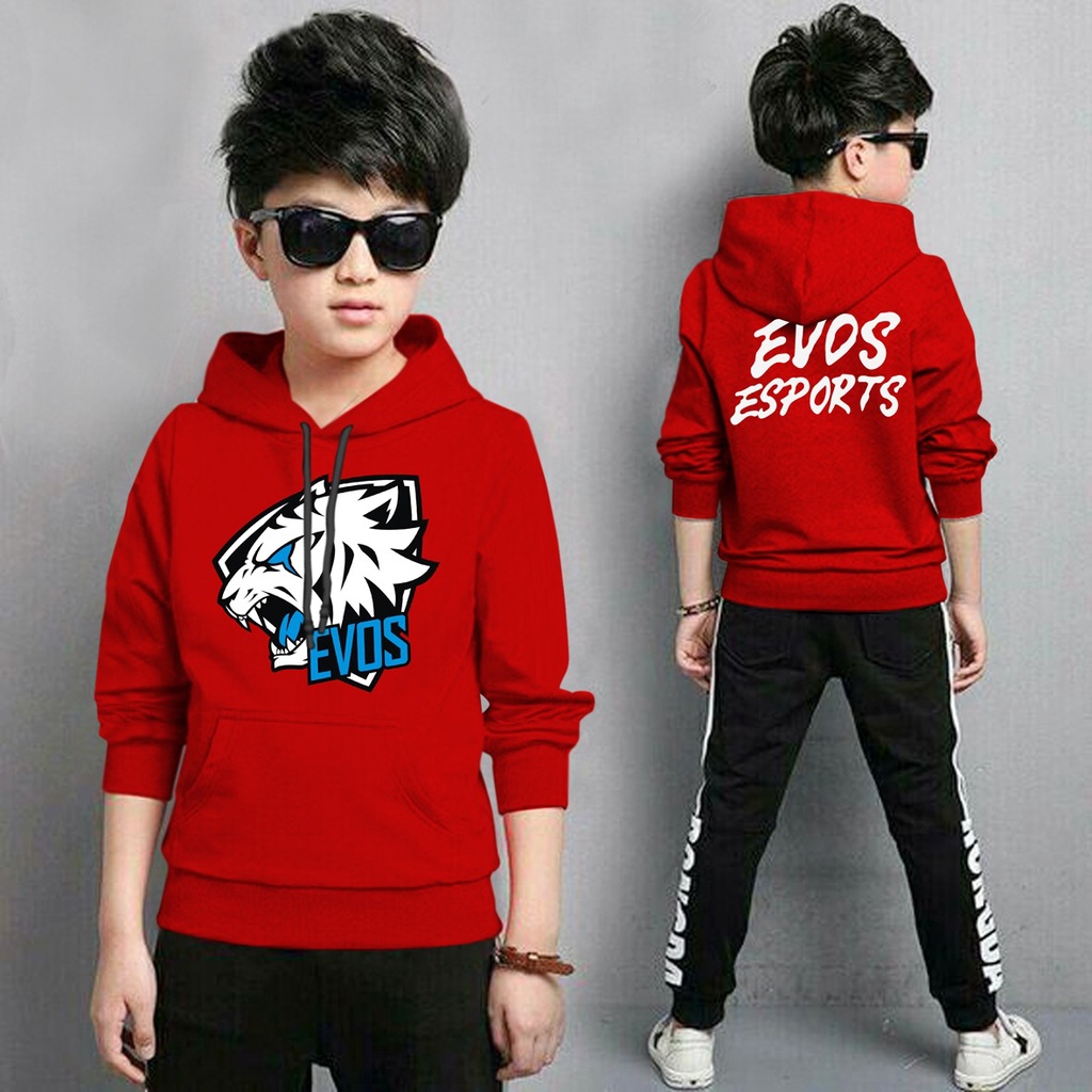 Jaket Anak Laki Laki/Jaket Anak Terbaru/Hoodie Anak Evos Esport Anak Gaming Bahan Fleece Tebal 4-11 TAHUN