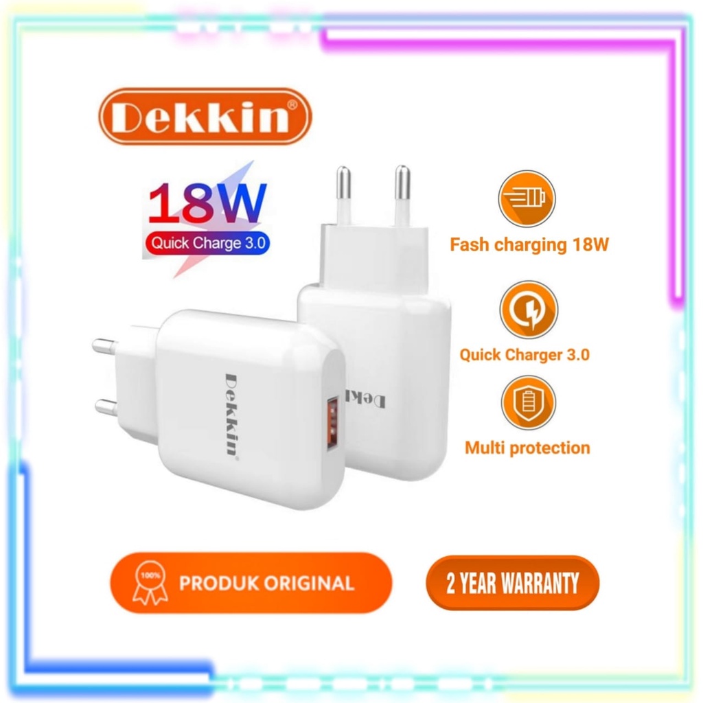 DEKKIN DK 678 CHARGER 18W 3A QUICK CHARGER QC 3.0 FAST CHARGING + KABEL DATA