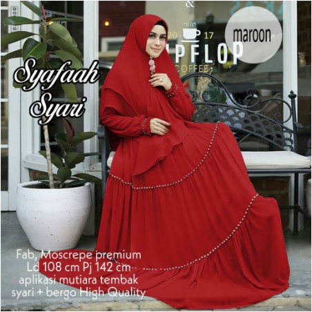 GAMIS syari WANITA MUSLIMAH SYARI motif bella bahan full MOSCREPE PREMIUM + BERGO/ HIJAB/ JILBAB