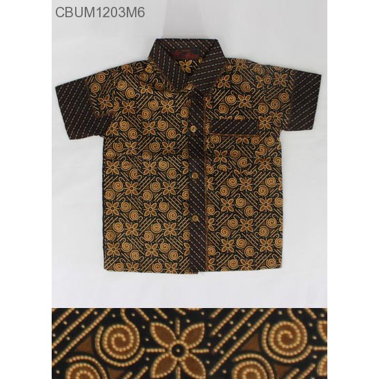kemeja hem batik anak bahan katun warna coklat capucino motif 6