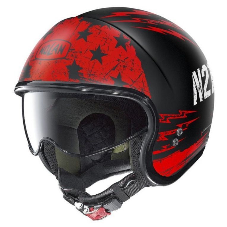 Helm Retro Klasik Nolan N21 Jetfire 093 Flat Black Red SNI