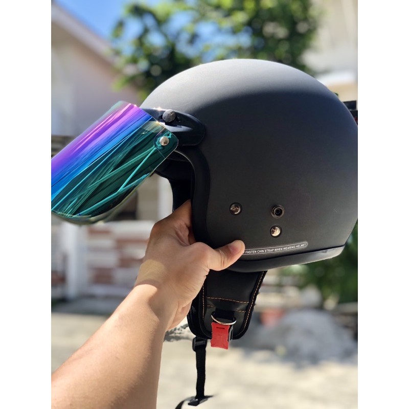 Helm Bogo Dewasa Retro Kaca Datar Sni