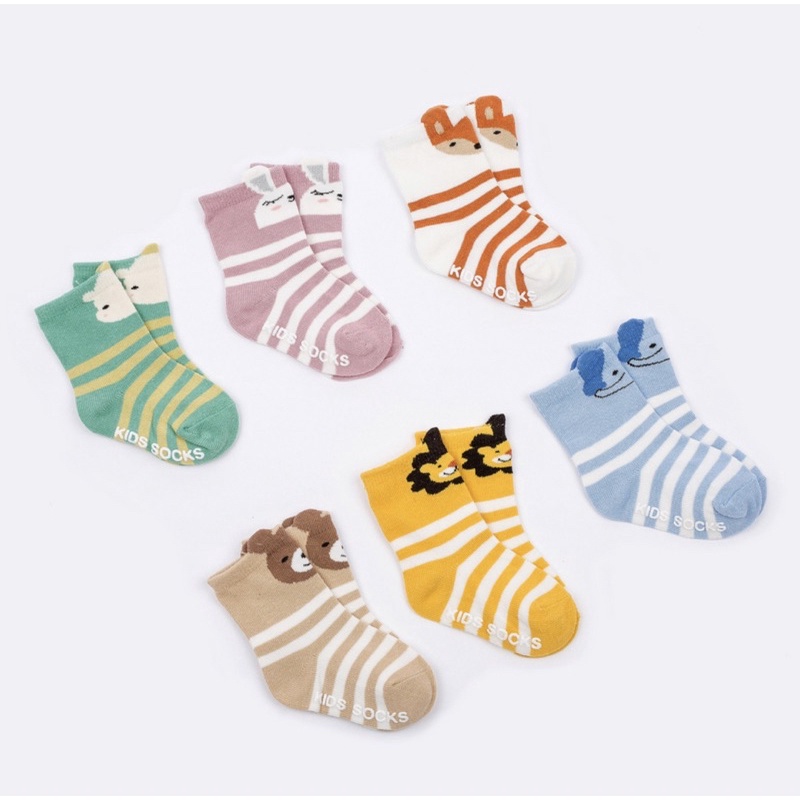 Kaos Kaki Anak Bayi Laki Laki Perempuan Unisex Kaos Kaki Antislip Motif Animal Garis Salur / Baby Socks