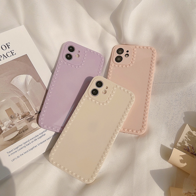 Case Pelindung Motif Hati Ungu Untuk IPhone 7 / 8 SE 2020 7P / 8Plus X XS XR 11 12 13 Pro Max