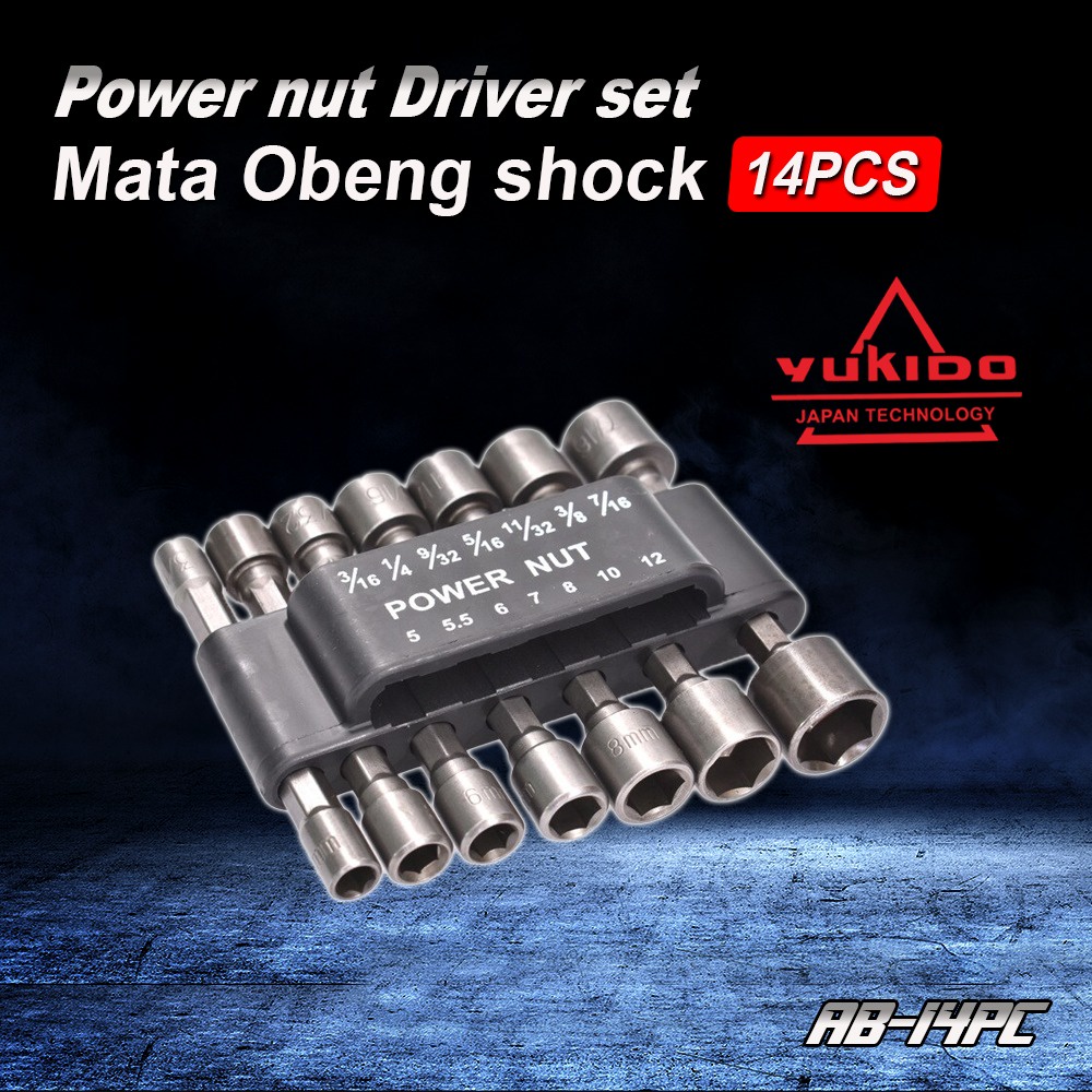 PALING MURAH YUKIDO Kunci Sok Magnetik Mata Bor MATA OBENG SOCK SET Nut Driver Set 14 PCS