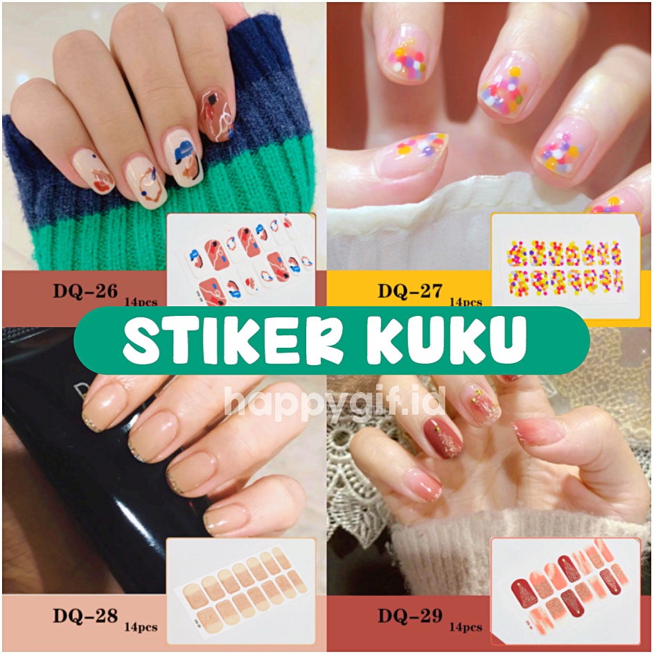 DQ Series Premium Nail Art Sticker 14 Pcs Stiker Kuku KU030