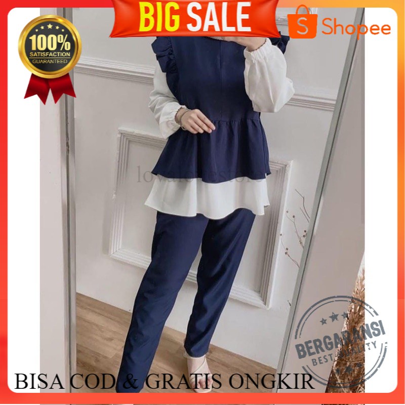 ONE SET MEYKA REMPEL BALLON DAILY BLOUSE SET WANITA MOSCREPE