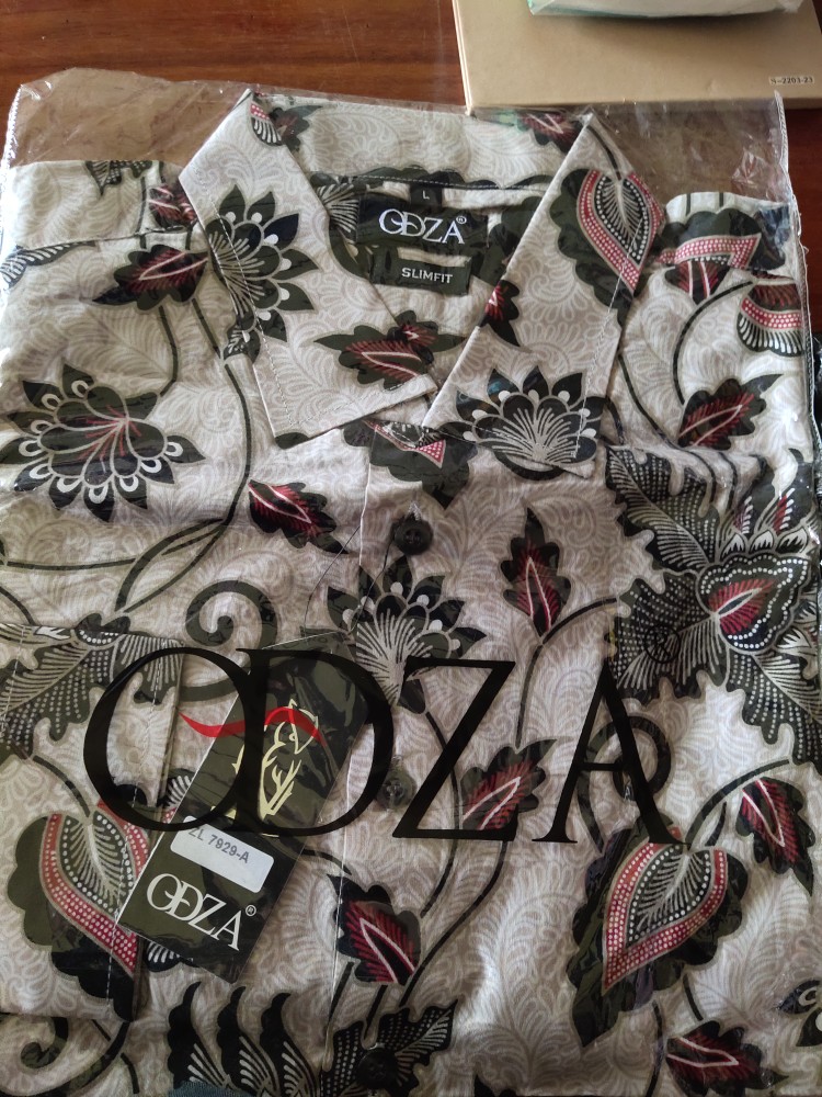 Odza Batik Lengan Panjang Modern Slimfit Modern Pria Kemeja Baju Sogan Hem Solo