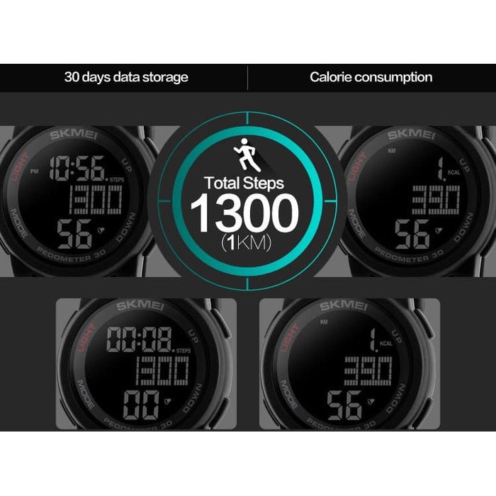 Jam Tangan Cowok /  Jam Tangan Sport Pria SKMEI 1317 Pedometer 3D Original Anti Air - Army Terbaru