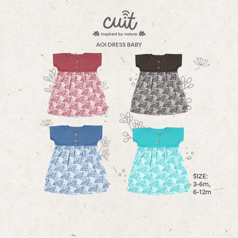 CUIT Super Soft Organic Cotton Aoi Dress Monstera Kojo Series
