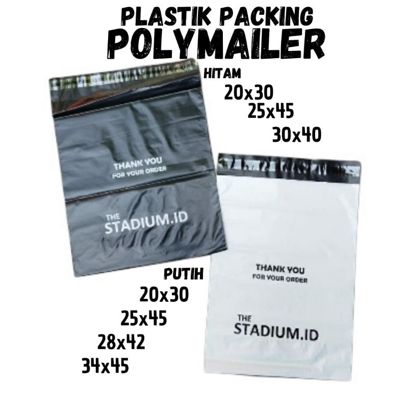 SABLON AMPLOP PACKING PLASTIK POLYMAILER HITAM DAN PUTIH