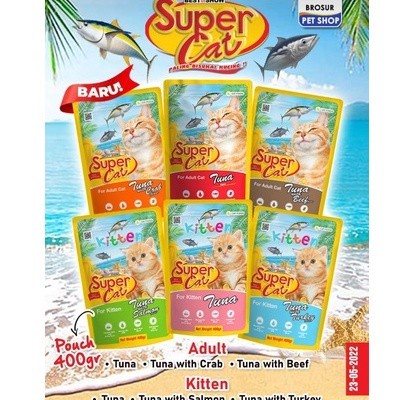 SUPER CAT KEMASAN TERBARU!!! POUCH 400gr 1 DUS All Varian