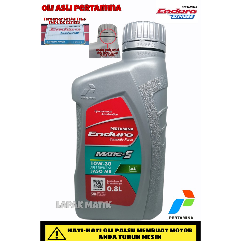 Oli Motor ENDURO MATIC S ORIGINAL PERTAMINA 800ML