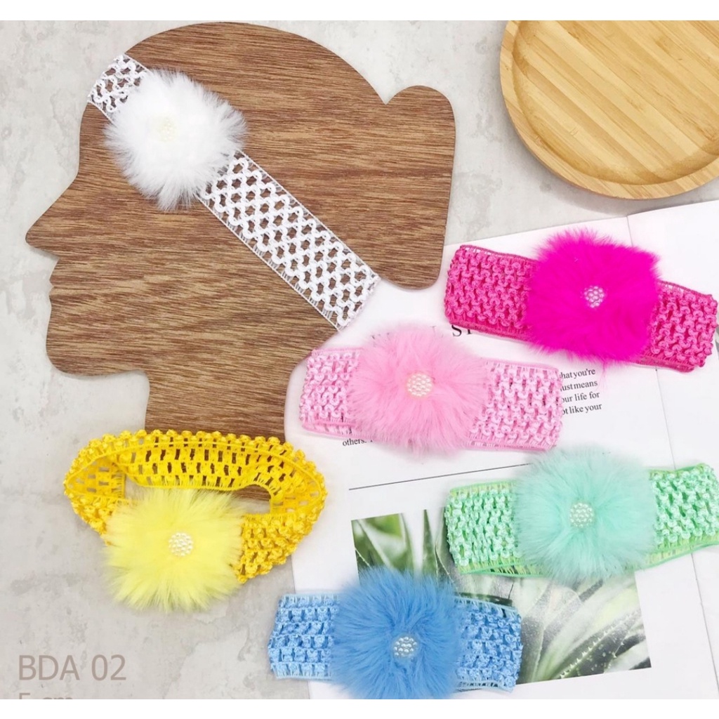 Bandana Anak/Bayi Lucu Motif Bunga Bulu  Headband Bayi/Anak  Bando