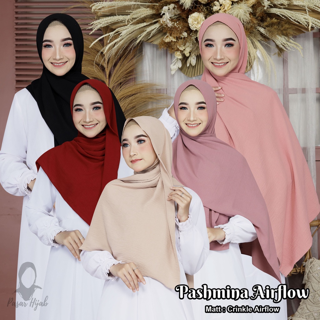 Pashmina Crinkle Airflow Premium Hijab Pashmina Anti Kusut Jilbab Pashmina Airflow Terbaru Pasar_hijab