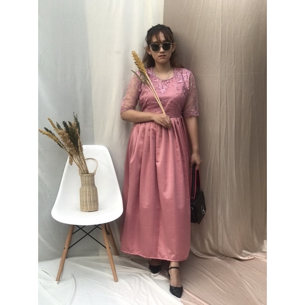 DS1346 long dress brukat tille Dress pesta Maxi tile Dress Kondangan Dress bridesmaid Kebaya wisuda