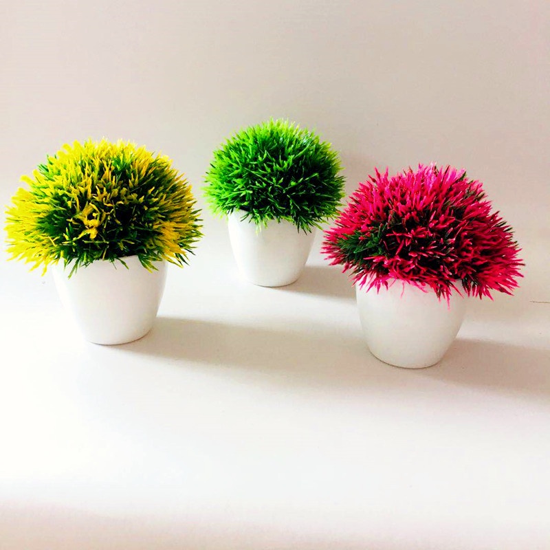 Satu7an PBP33 Tanaman Bunga Plastik Pot Tanaman Hias Bunga Stargrass Dekorasi Rumah Artificial-1