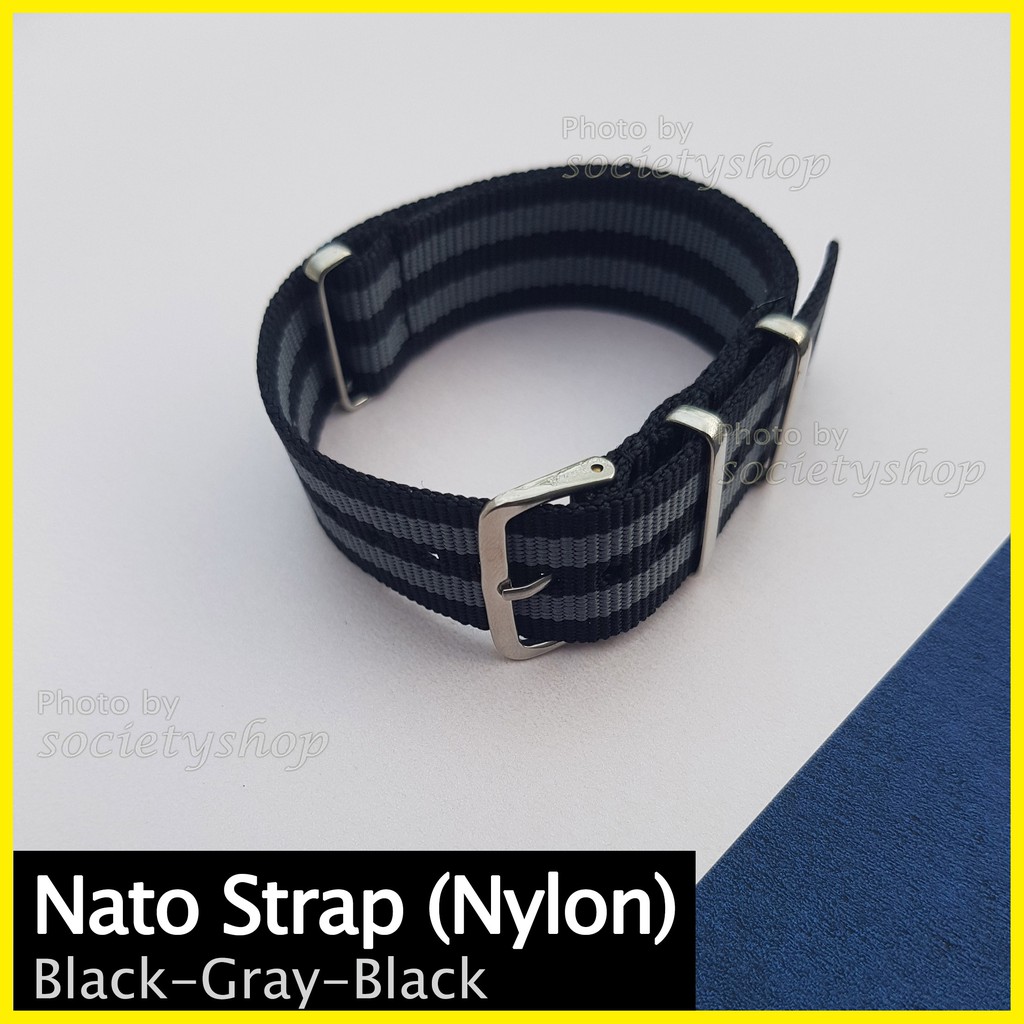 Nato Strap Zulu Tali Jam Nylon Canvas 20mm 22mm Stripe Strip Watch biru gray brown putih hitam