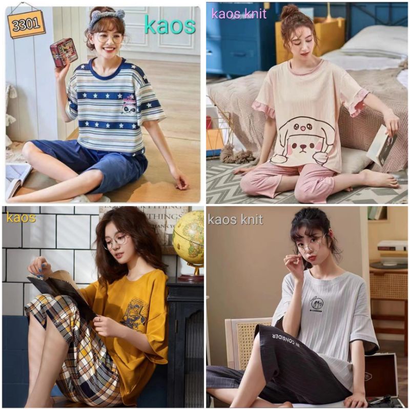 PIYAMA SETELAN CELANA 7/8 IMPORT BAJU TIDUR CP WANITA IMPORT 7/8