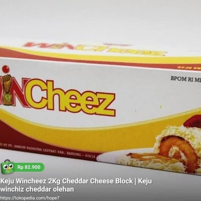 

Keju Wincheez 2Kg 1karton (isi 16kg ) only gojek/grab