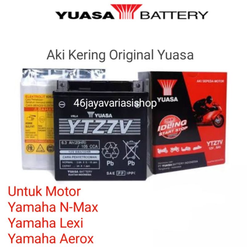 Jual AKI YUASA YTZ7V 12V-6AH YAMAHA N-MAX OLD AEROX SERIES LEXI DLL AKI