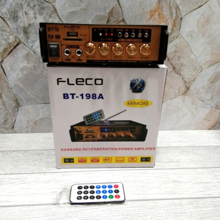 COD Ampli Fleco BT-198A Power Amplifier AC DC Bluetooth USB FM SD Mp3//AMPLI KARAOKE FLECO BT-198A