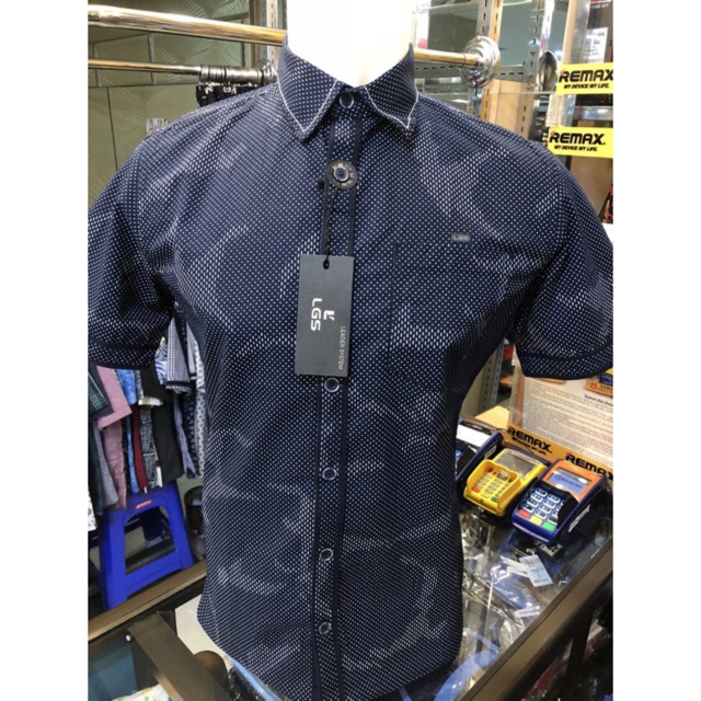 Kemeja Johnwin LGS ori warna biru motif