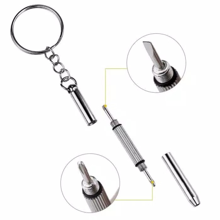 Gantungan Kunci Obeng Plus Minus Mini Screwdriver Keychain EDC 4in1 Peralatan Survival outdoor