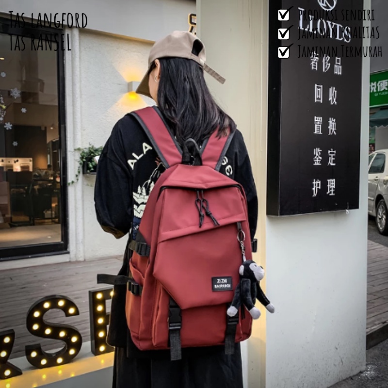 Tas Ransel Wanita - Sekolah Kuliah Kerja Traveling Model Baru Import Korea Fashion Kekinian Lokal Original Terbaru Murah Bagus Besar Multifungsi Stylish Backpack Punggung Bahu Unisex Perempuan Cewek