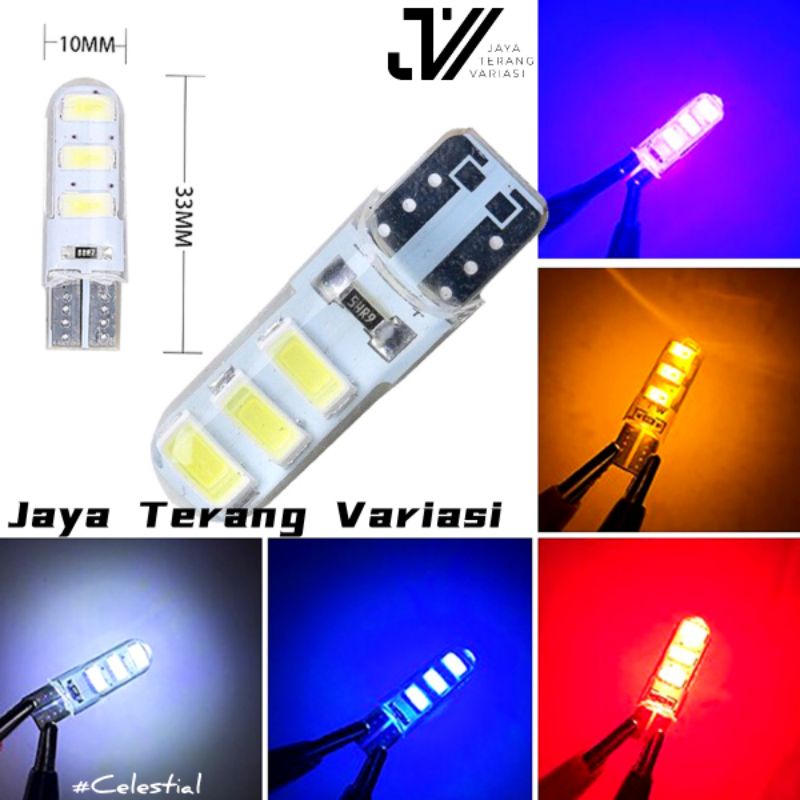 LAMPU LED SEN SENJA T10 JELLY 6 MATA KEDIP FLASH /HARGA PERBIJI /LAMPU T10 FLASHING/LAMPU KOTA KEDIP/T10 LED