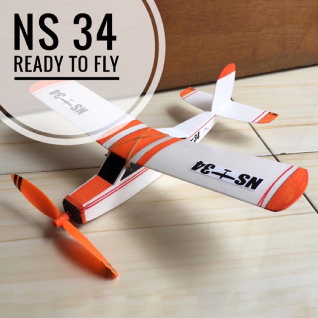 PESAWAT TENAGA KARET NS34 SIAP TERBANG