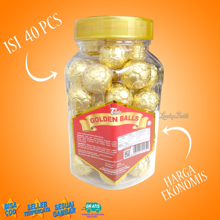 Golden Balls Coklat Ball Kemasan Toplas Isi 40 Pcs Coklat Bola