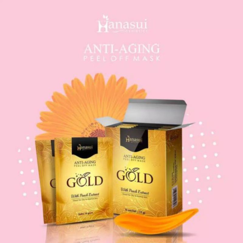 Hanasui Anti Aging Peel Off Mask GOLDwith Peach Extract - hanasui masker - masker hanasui - masker gold hanasui - hanasui masker emas - naturgo gold - masker lumpur - mud musk - masker naturgo perlu off mask - masker wajah - masker lumpur hanasui