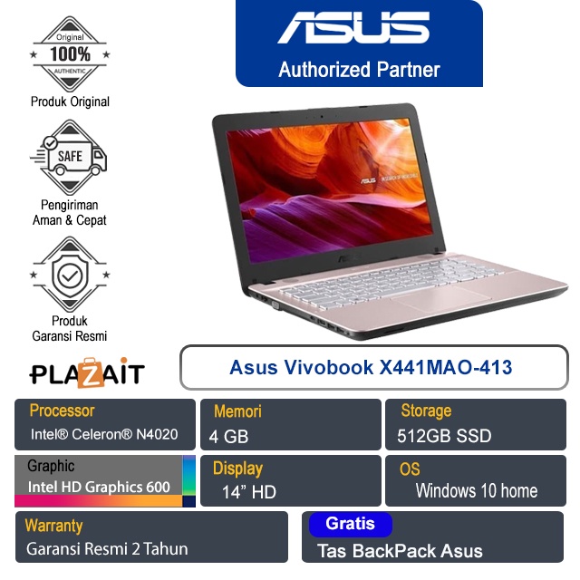 Asus Vivobook X441MAO-413/Intel Celeron N4020/4GB/512GB/14" /W10