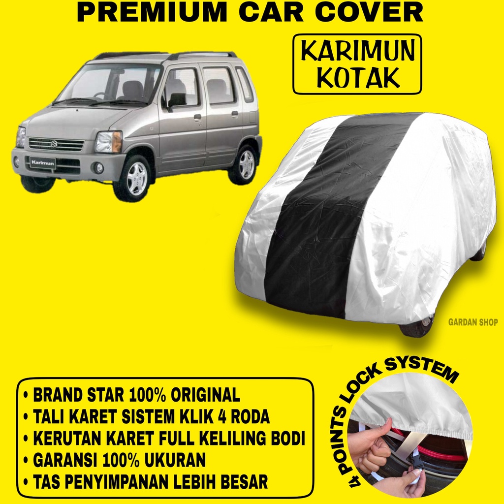 Body Cover KARIMUN KOTAK SILVER HITAM Penutup Bodi Mobil Kariumun Kotak Waterproof PREMIUM