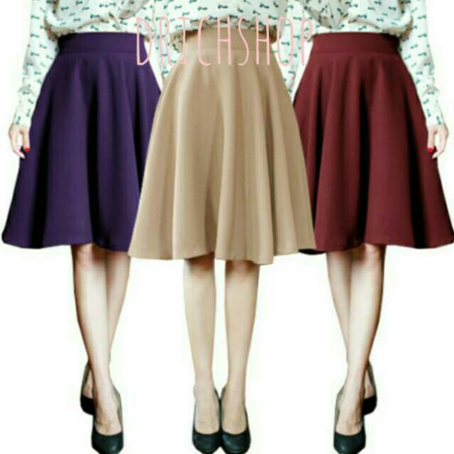  Rok  midi flare  skirt Shopee Indonesia